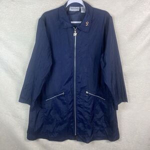 VINTAGE Diane Von Furstenberg Jacket Women Medium Blue Windbreaker Rain‎ Coat